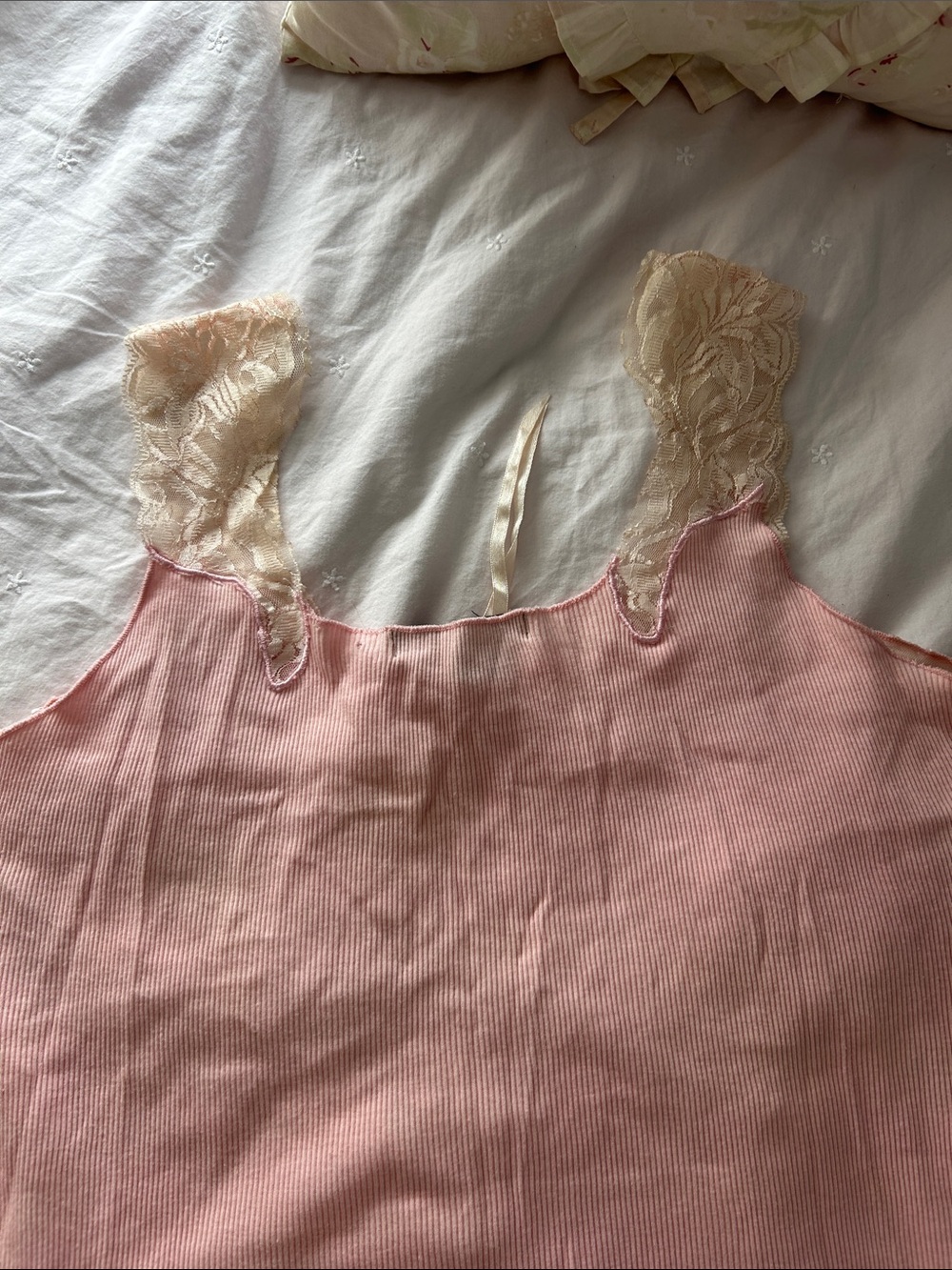 Silk Lace-Trim Ribbed Tank Top - Picture 3 of 3